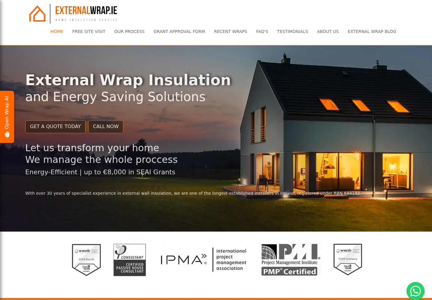 ExternalWrap.ie website desktop view